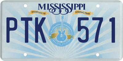 MS license plate PTK571