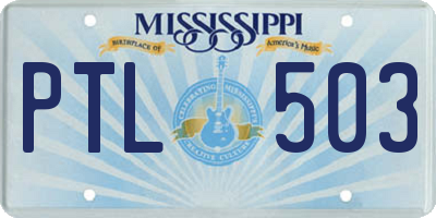 MS license plate PTL503