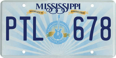 MS license plate PTL678