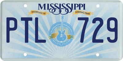 MS license plate PTL729