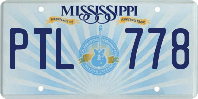 MS license plate PTL778