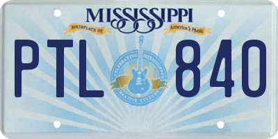 MS license plate PTL840
