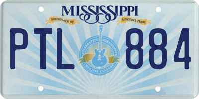 MS license plate PTL884