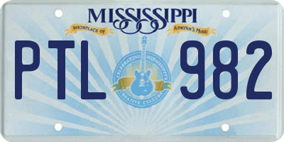 MS license plate PTL982