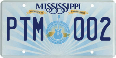 MS license plate PTM002