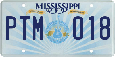 MS license plate PTM018