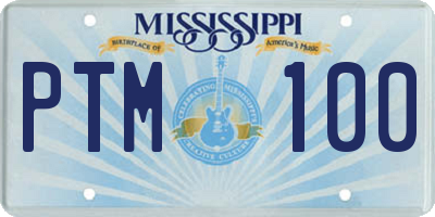 MS license plate PTM100