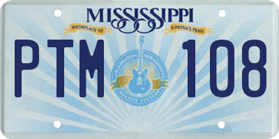 MS license plate PTM108