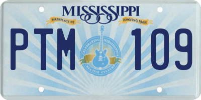 MS license plate PTM109