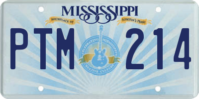 MS license plate PTM214