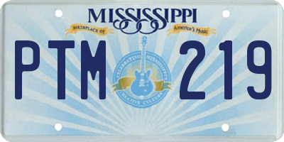 MS license plate PTM219