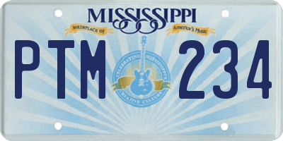 MS license plate PTM234