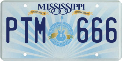 MS license plate PTM666