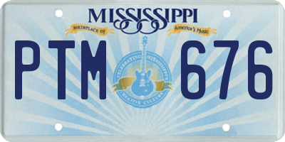 MS license plate PTM676