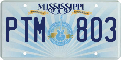 MS license plate PTM803