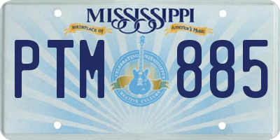 MS license plate PTM885