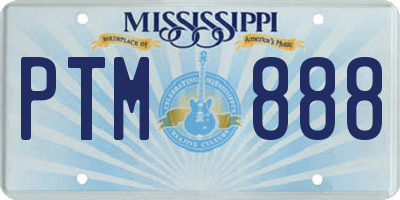 MS license plate PTM888