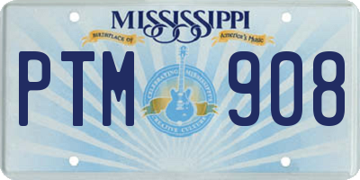 MS license plate PTM908