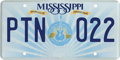 MS license plate PTN022