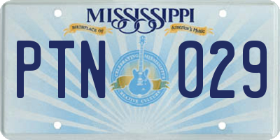 MS license plate PTN029