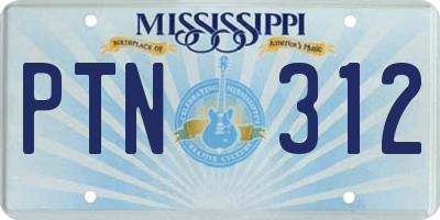 MS license plate PTN312