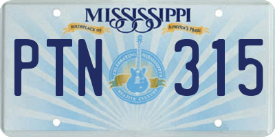 MS license plate PTN315