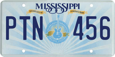 MS license plate PTN456