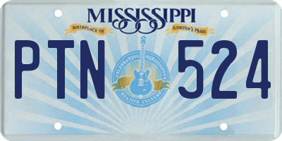MS license plate PTN524