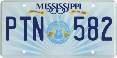 MS license plate PTN582