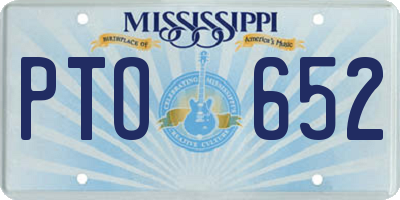 MS license plate PTO652