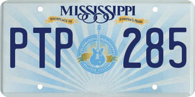 MS license plate PTP285