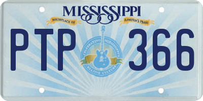 MS license plate PTP366