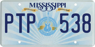 MS license plate PTP538