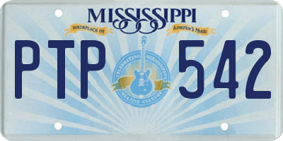 MS license plate PTP542