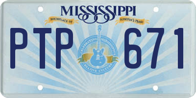 MS license plate PTP671