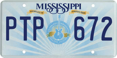 MS license plate PTP672