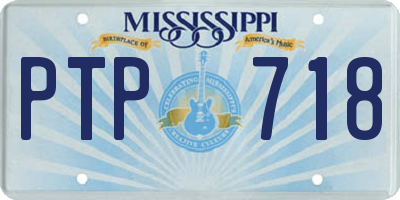 MS license plate PTP718