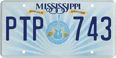 MS license plate PTP743