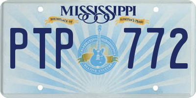 MS license plate PTP772