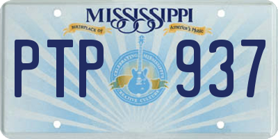 MS license plate PTP937