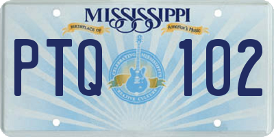MS license plate PTQ102