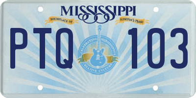 MS license plate PTQ103