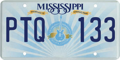 MS license plate PTQ133