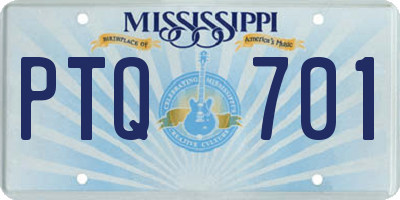 MS license plate PTQ701