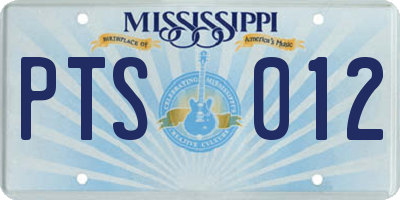 MS license plate PTS012