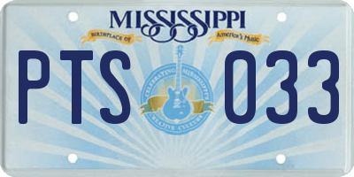 MS license plate PTS033