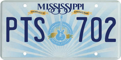 MS license plate PTS702
