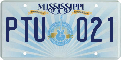 MS license plate PTU021