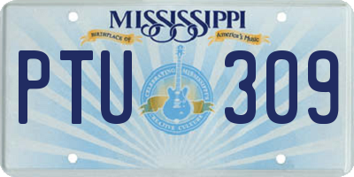 MS license plate PTU309