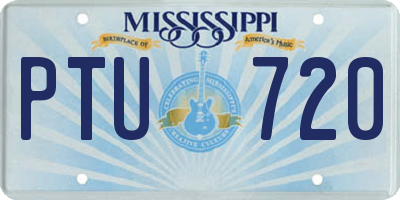 MS license plate PTU720